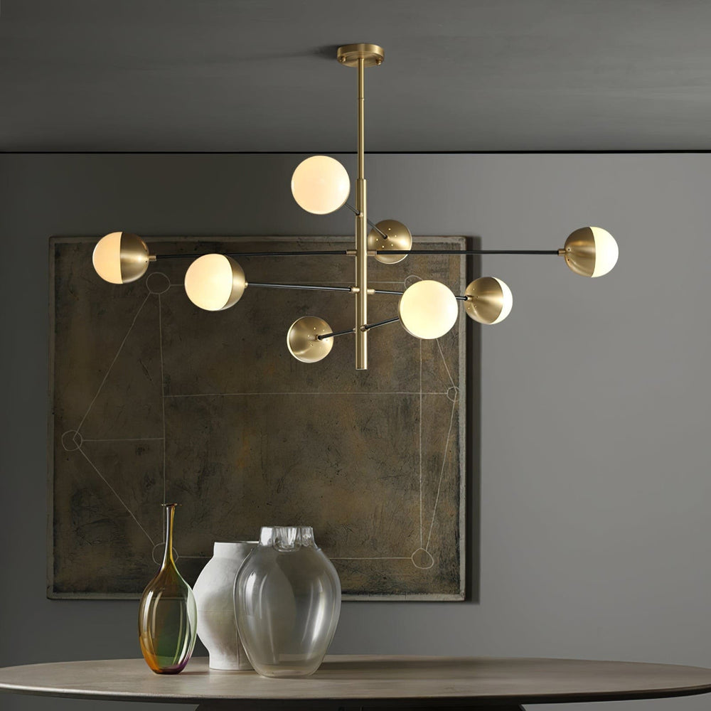 Solira Chandelier - Contemporary Living Room Fixture in Brass & Glass