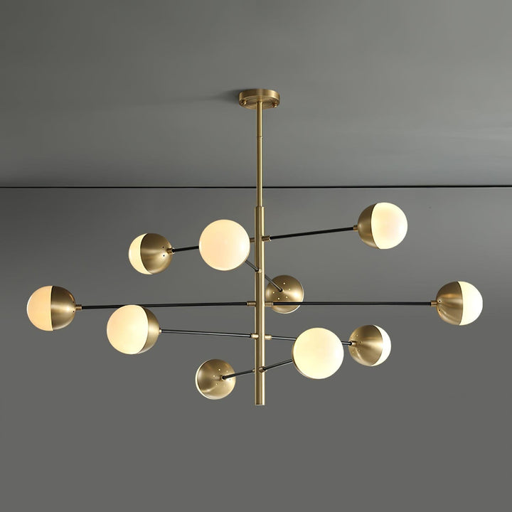 Solira Chandelier - Contemporary Living Room Fixture in Brass & Glass