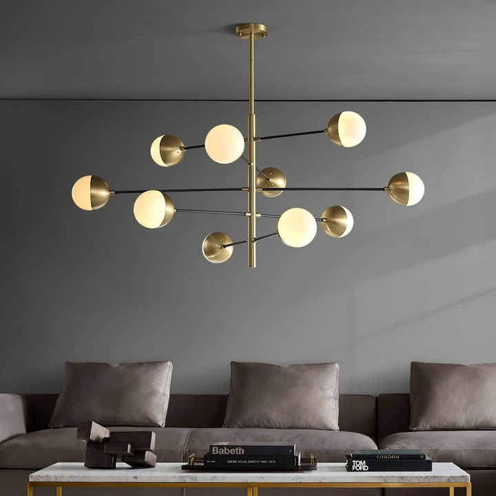 Solira Chandelier - Contemporary Living Room Fixture in Brass & Glass