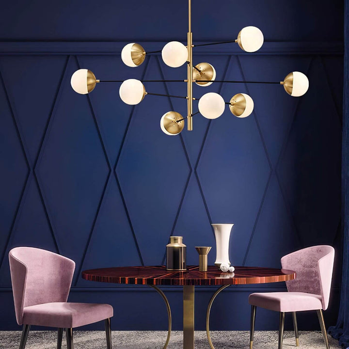 Solira Chandelier - Contemporary Living Room Fixture in Brass & Glass
