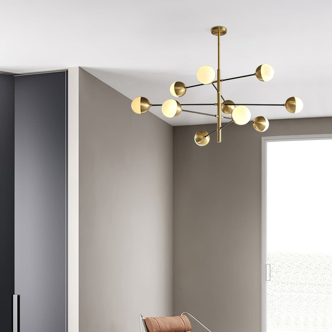 Solira Chandelier - Contemporary Living Room Fixture in Brass & Glass