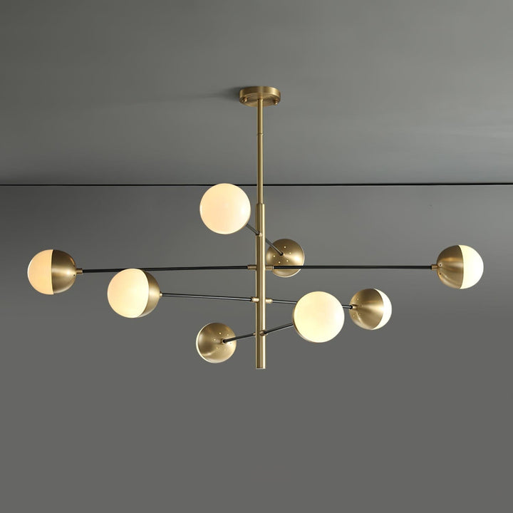 Solira Chandelier - Contemporary Living Room Fixture in Brass & Glass