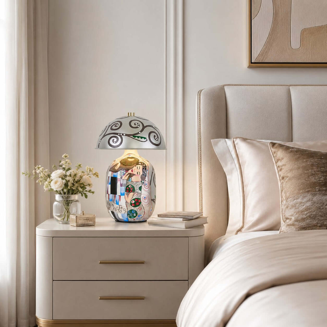 Solis Artistic Portrait Ceramic Table Lamp for Bedroom &amp; Living Room
