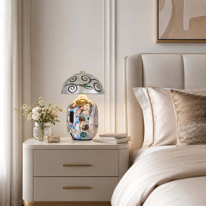 Solis Artistic Portrait Ceramic Table Lamp for Bedroom &amp; Living Room