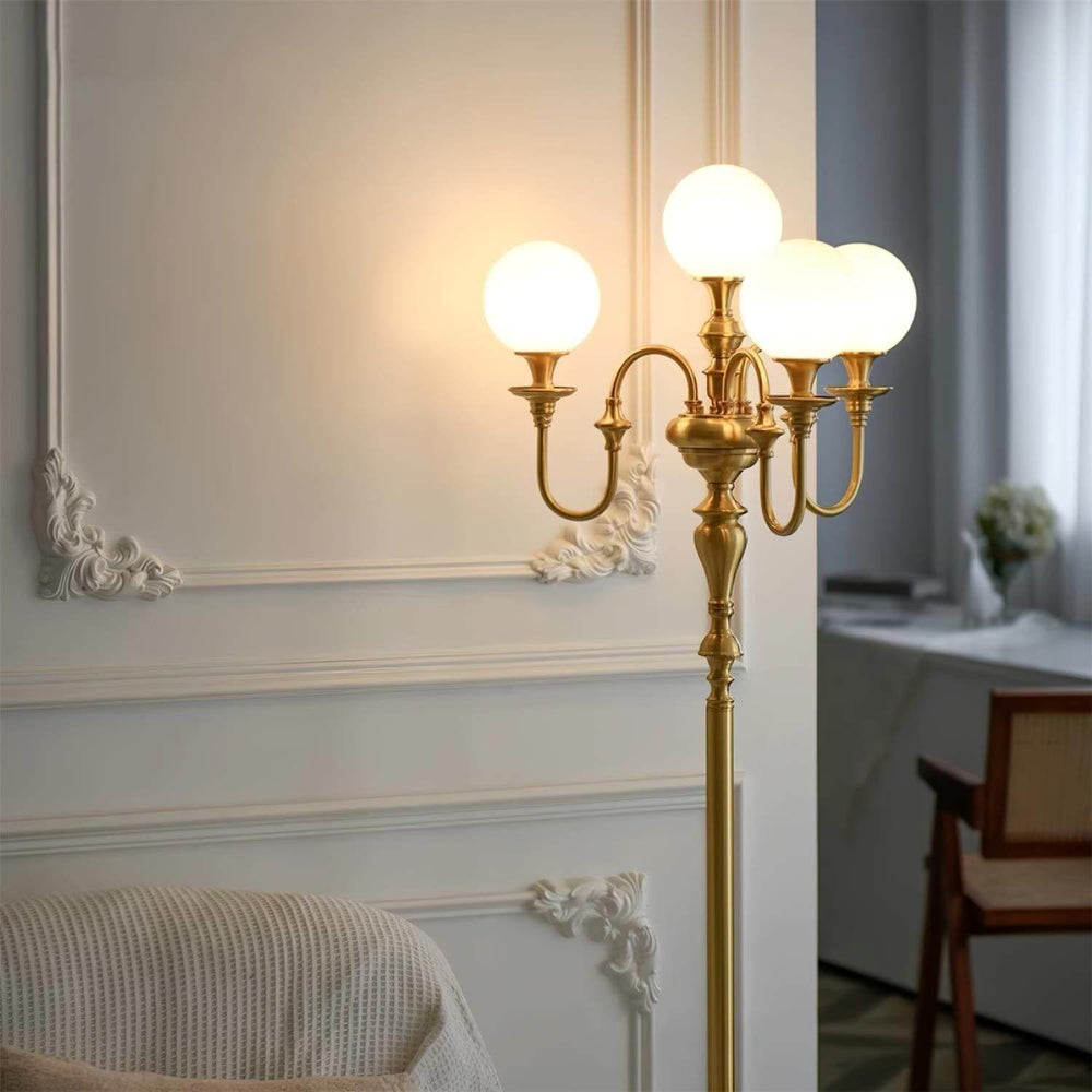 Solora Floor Lamp - Contemporary Brass & Glass Light for Living Room