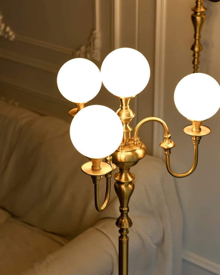 Solora Floor Lamp - Contemporary Brass & Glass Light for Living Room