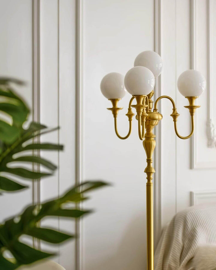 Solora Floor Lamp - Contemporary Brass & Glass Light for Living Room