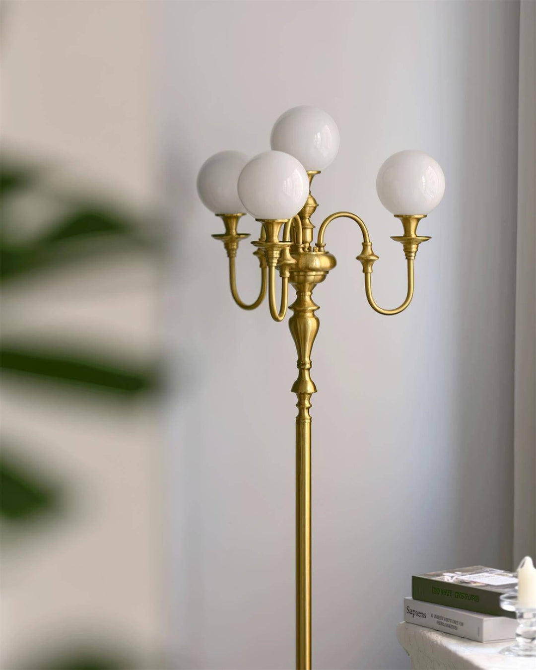 Solora Floor Lamp - Contemporary Brass & Glass Light for Living Room