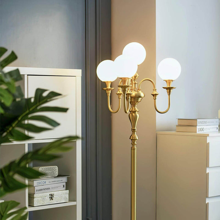 Solora Floor Lamp - Contemporary Brass & Glass Light for Living Room