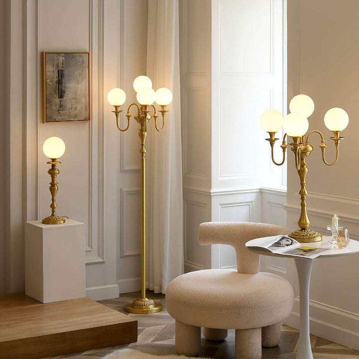 Solora Floor Lamp - Contemporary Brass & Glass Light for Living Room