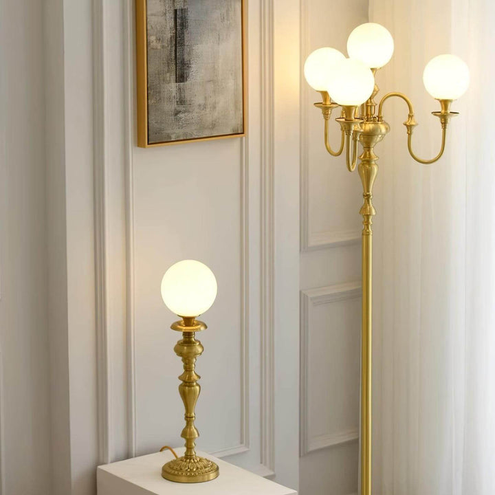 Solora Floor Lamp - Contemporary Brass & Glass Light for Living Room