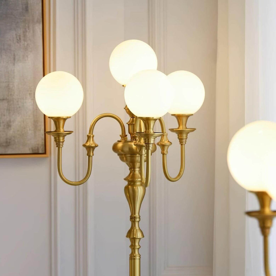 Solora Floor Lamp - Contemporary Brass & Glass Light for Living Room