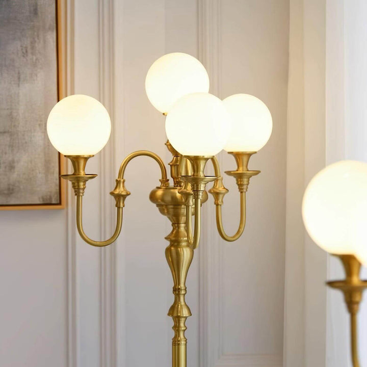 Solora Floor Lamp - Contemporary Brass & Glass Light for Living Room