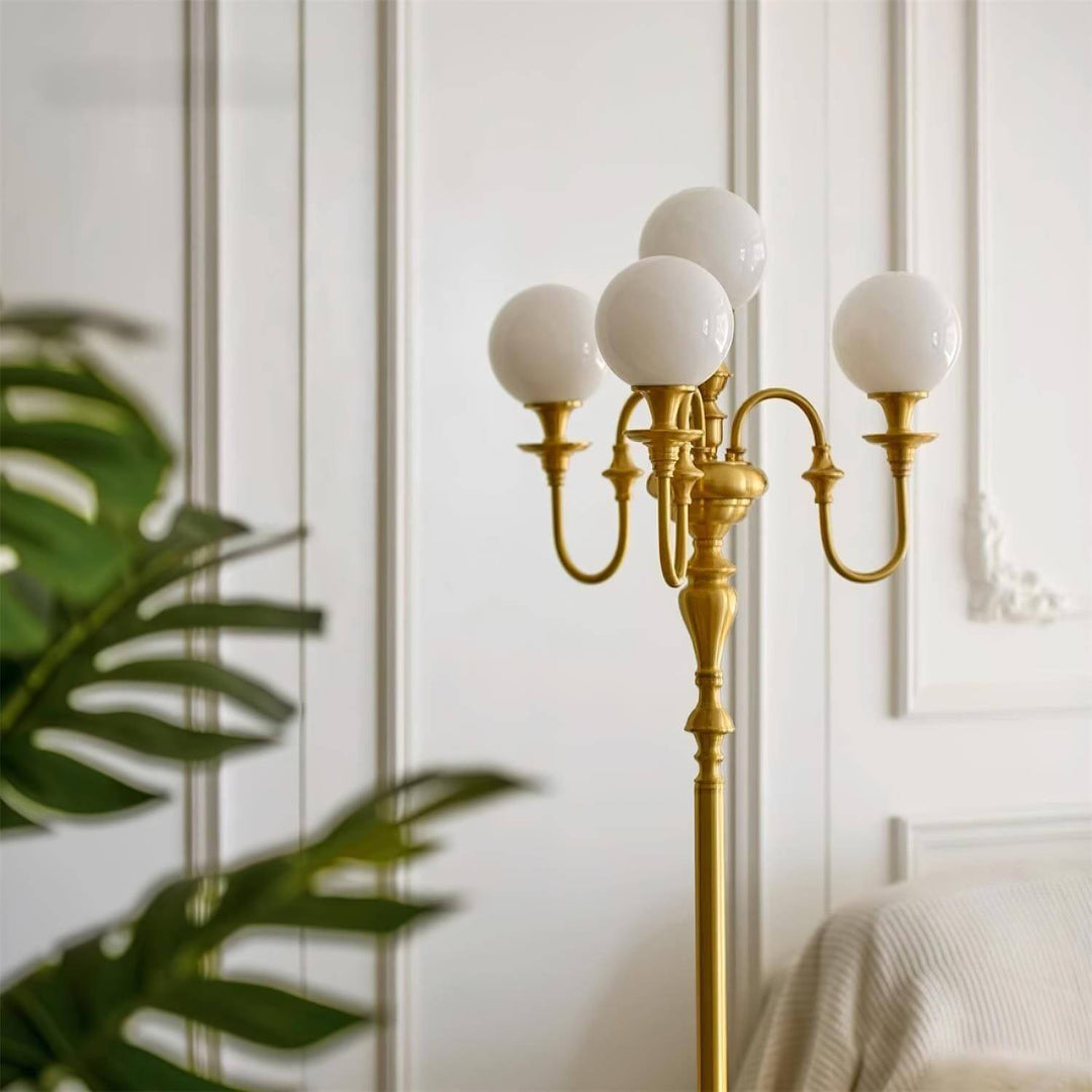 Solora Floor Lamp - Contemporary Brass & Glass Light for Living Room