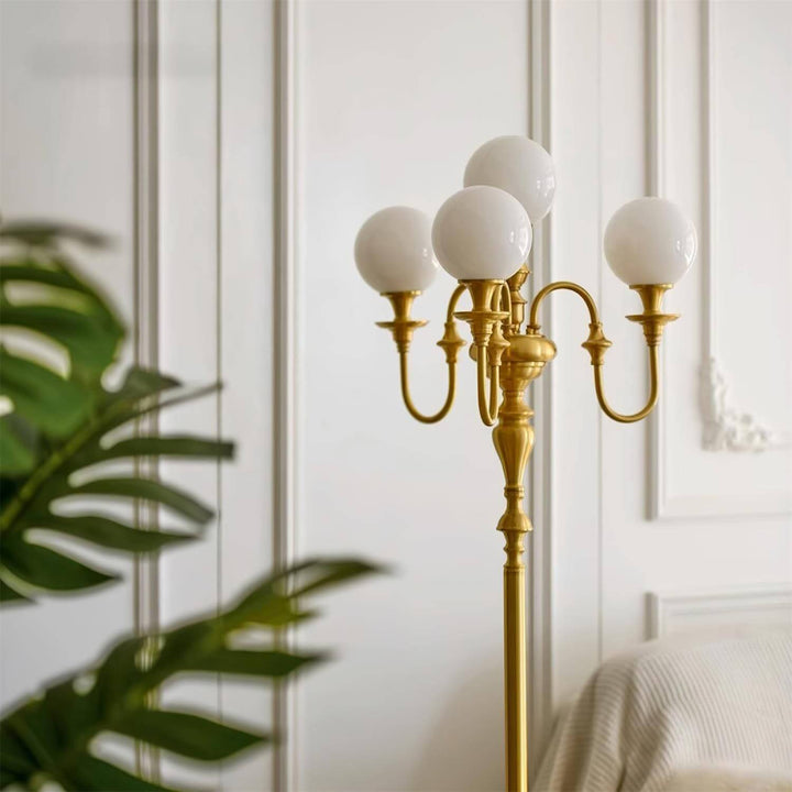 Solora Floor Lamp - Contemporary Brass & Glass Light for Living Room