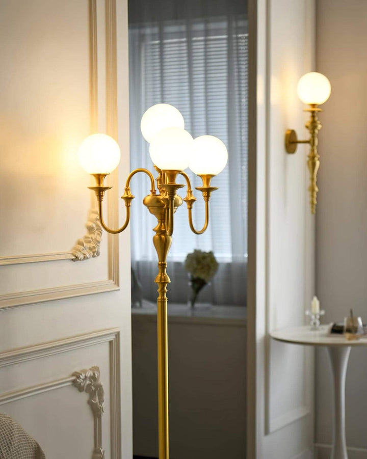 Solora Floor Lamp - Contemporary Brass & Glass Light for Living Room