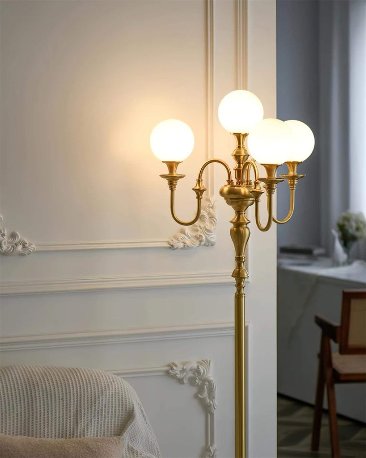 Solora Floor Lamp - Contemporary Brass & Glass Light for Living Room