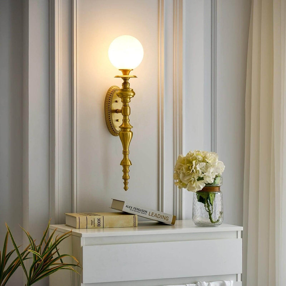 Solora Wall Sconce | Contemporary Brass & Glass Wall Light
