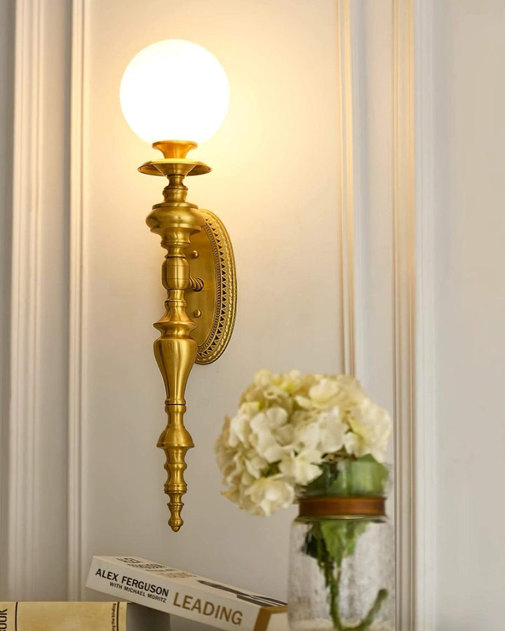 Solora Wall Sconce | Contemporary Brass & Glass Wall Light
