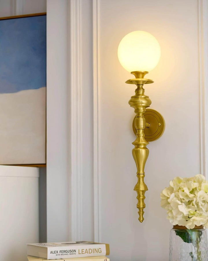 Solora Wall Sconce | Contemporary Brass & Glass Wall Light