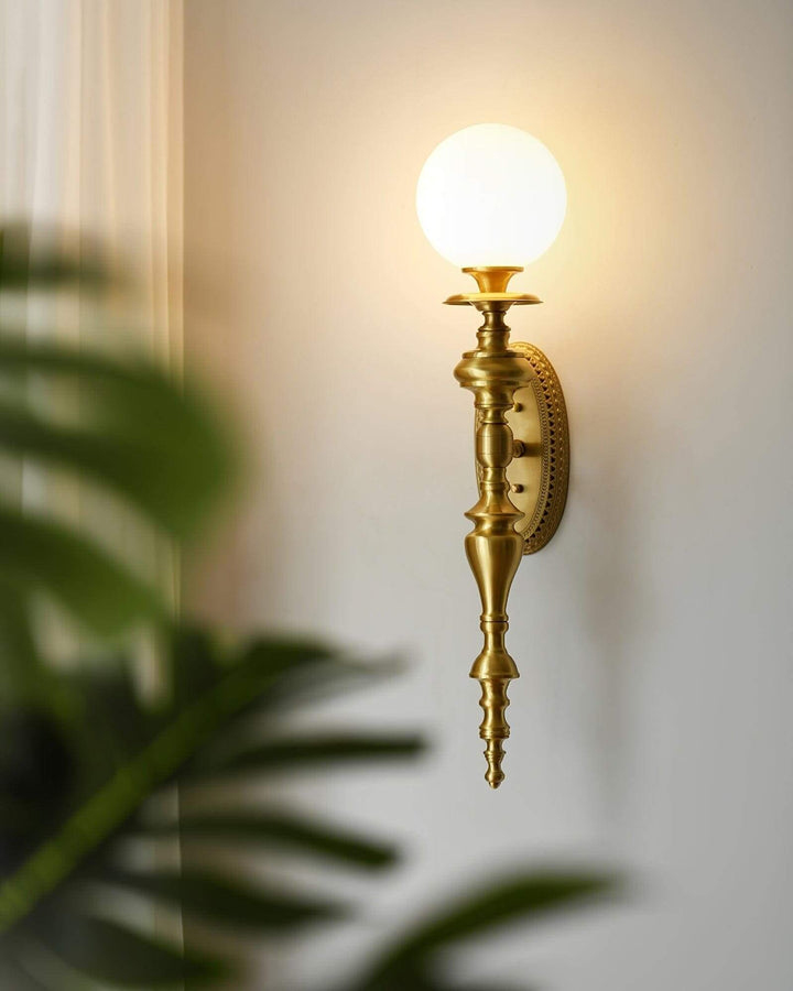 Solora Wall Sconce | Contemporary Brass & Glass Wall Light
