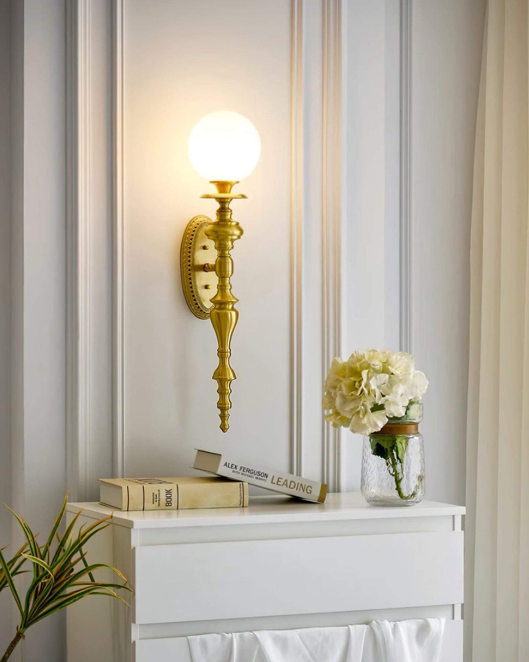 Solora Wall Sconce | Contemporary Brass & Glass Wall Light