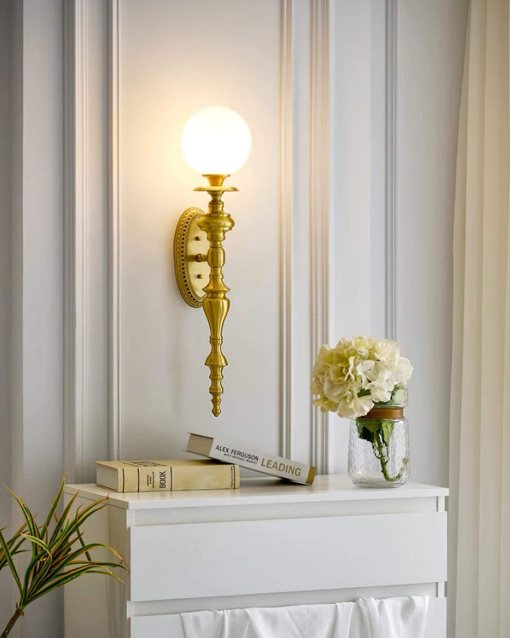 Solora Wall Sconce | Contemporary Brass & Glass Wall Light