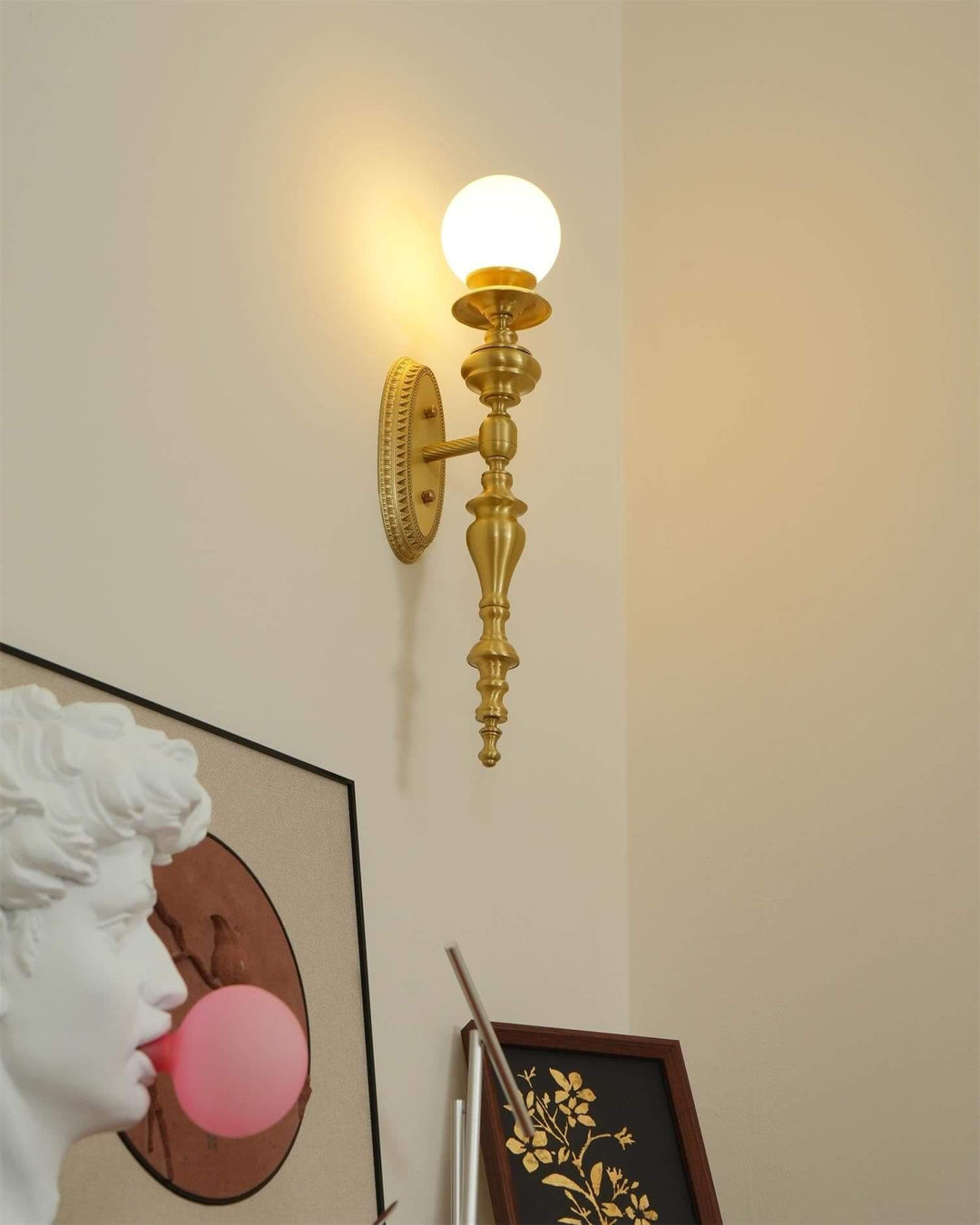 Solora Wall Sconce | Contemporary Brass & Glass Wall Light