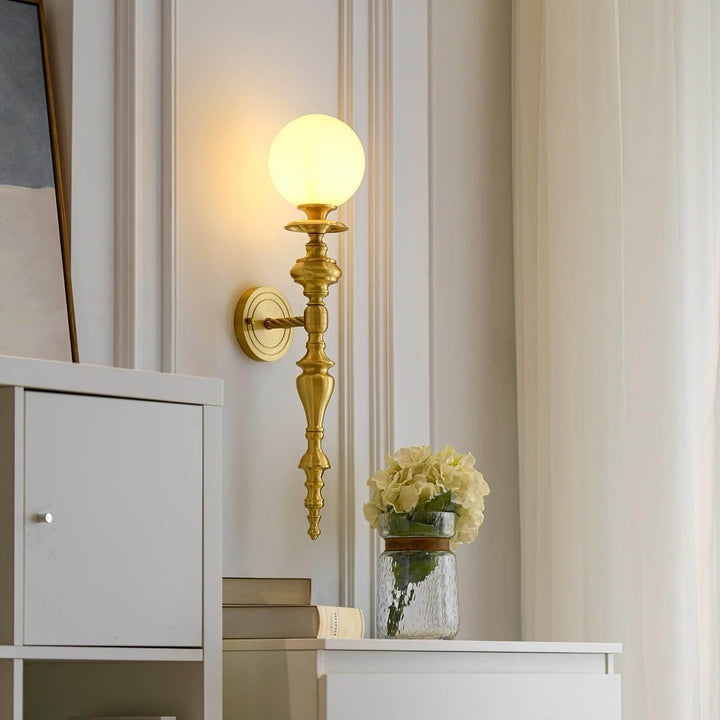 Solora Wall Sconce | Contemporary Brass & Glass Wall Light