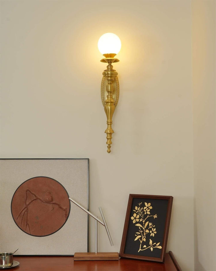 Solora Wall Sconce | Contemporary Brass & Glass Wall Light