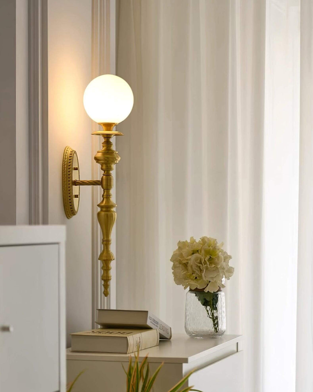 Solora Wall Sconce | Contemporary Brass & Glass Wall Light