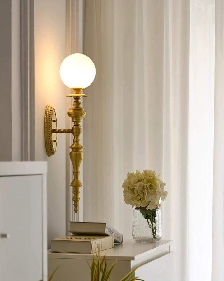 Solora Wall Sconce | Contemporary Brass & Glass Wall Light