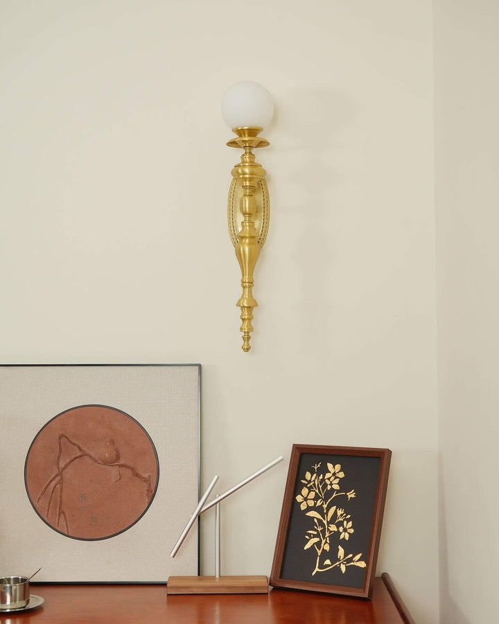 Solora Wall Sconce | Contemporary Brass & Glass Wall Light