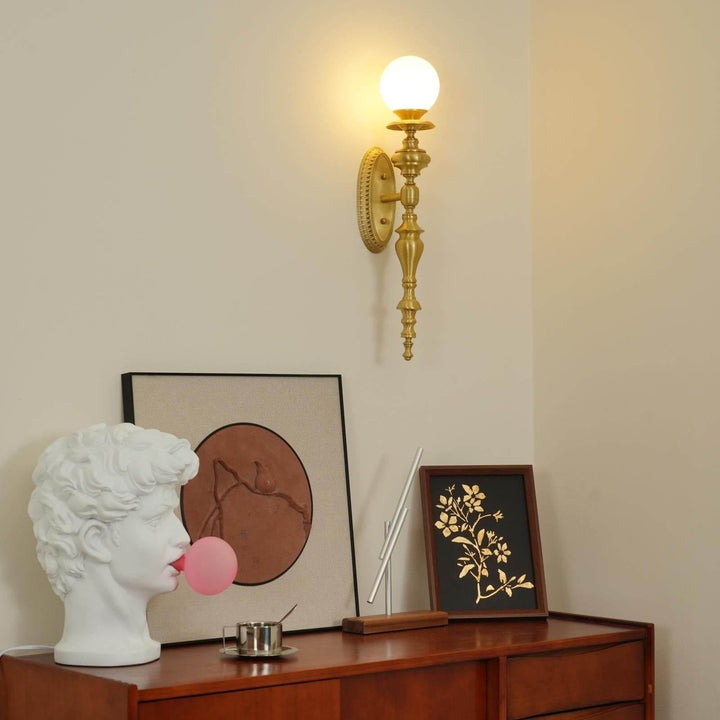 Solora Wall Sconce | Contemporary Brass & Glass Wall Light