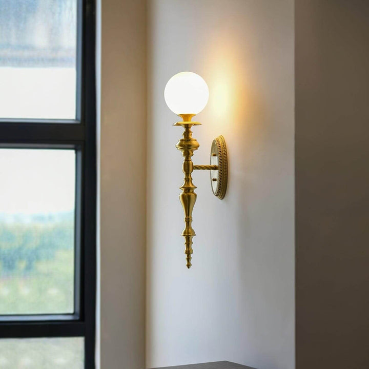 Solora Wall Sconce | Contemporary Brass & Glass Wall Light