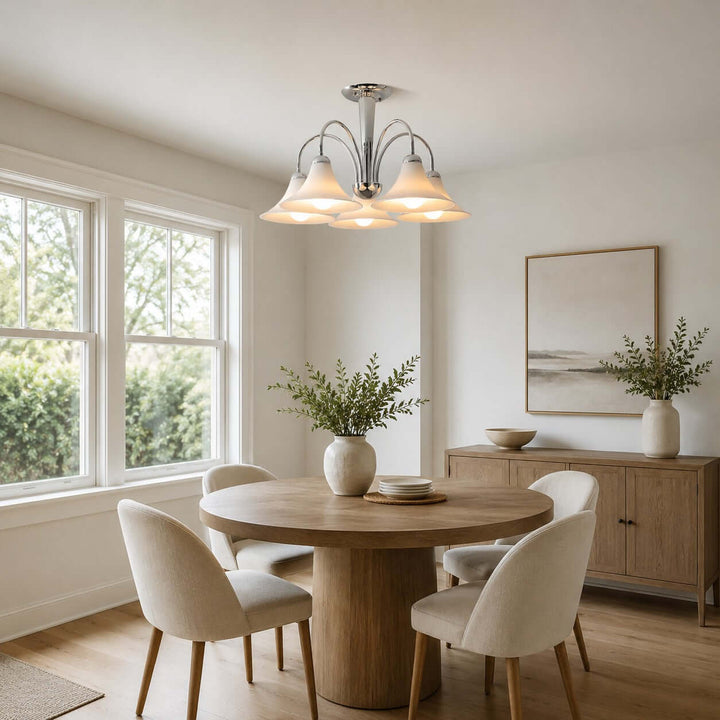 Evelyn Chrome Chandelier with Trumpet Glass for Living Room Decor | Vinlighting