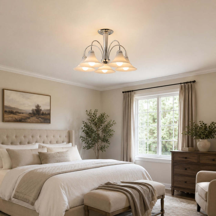 Evelyn Chrome Chandelier with Trumpet Glass for Living Room Decor | Vinlighting