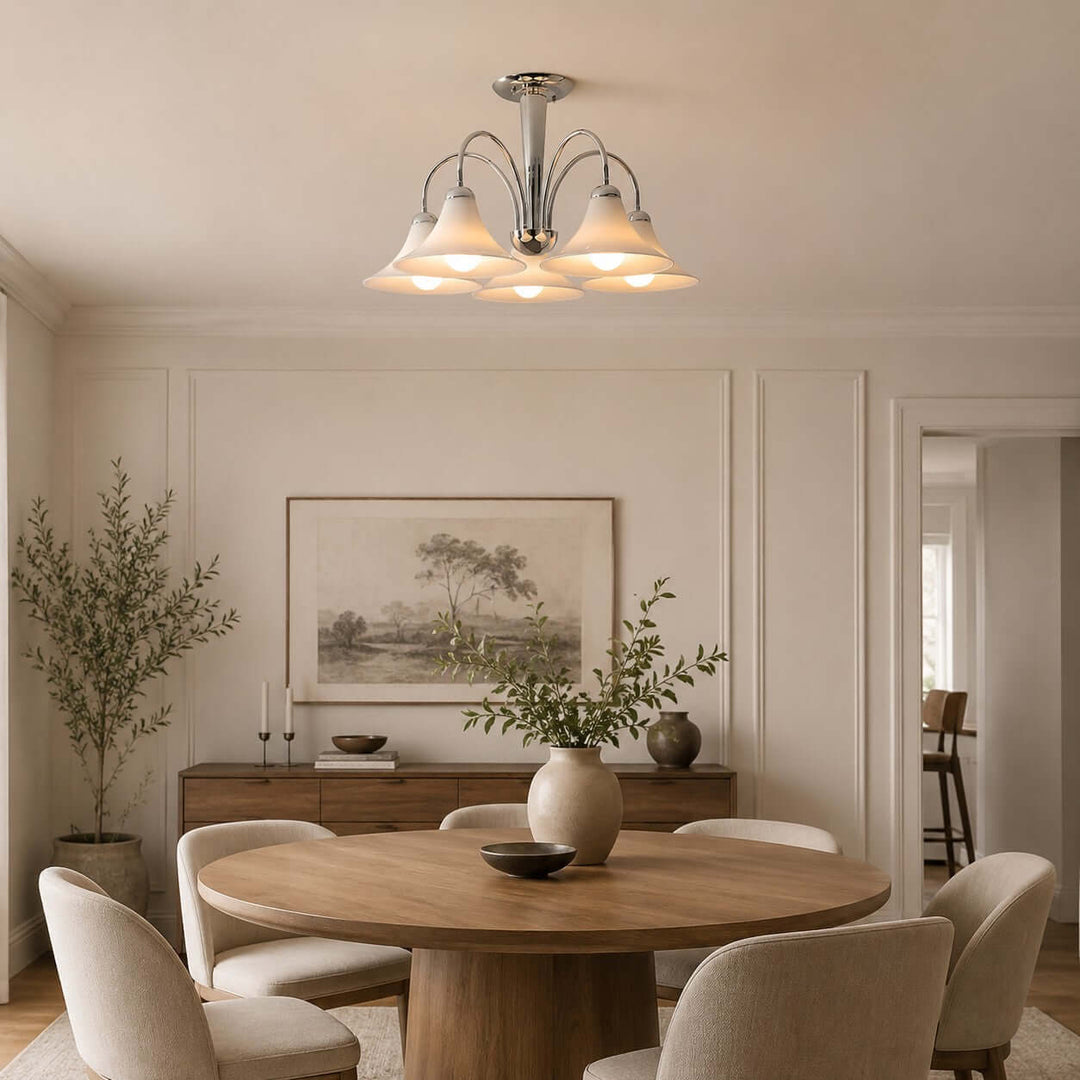 Evelyn Chrome Chandelier with Trumpet Glass for Living Room Decor | Vinlighting