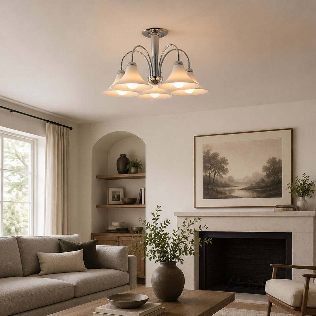 Evelyn Chrome Chandelier with Trumpet Glass for Living Room Decor | Vinlighting
