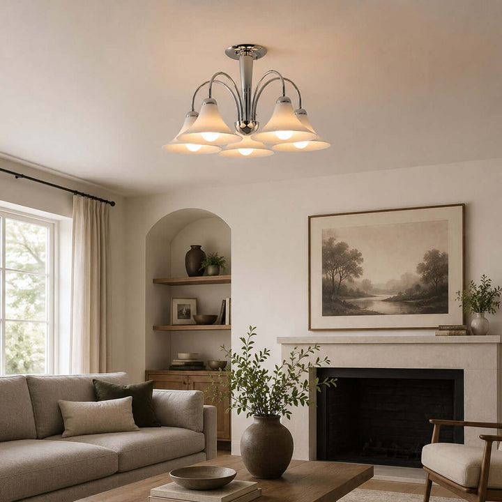 Evelyn Chrome Chandelier with Trumpet Glass for Living Room Decor | Vinlighting