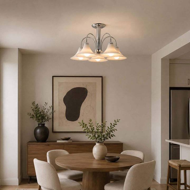 Evelyn Chrome Chandelier with Trumpet Glass for Living Room Decor | Vinlighting