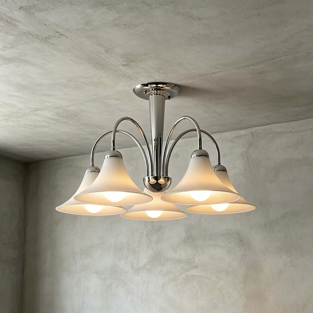 Evelyn Chrome Chandelier with Trumpet Glass for Living Room Decor | Vinlighting