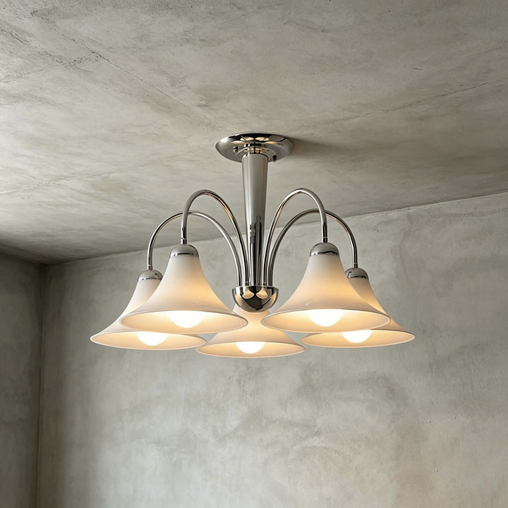 Evelyn Chrome Chandelier with Trumpet Glass for Living Room Decor | Vinlighting