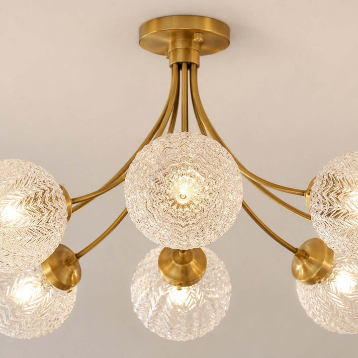 Solvian Ceiling Lamp - Brass Rippled Glass Light for Dining Rooms | Vinlighting