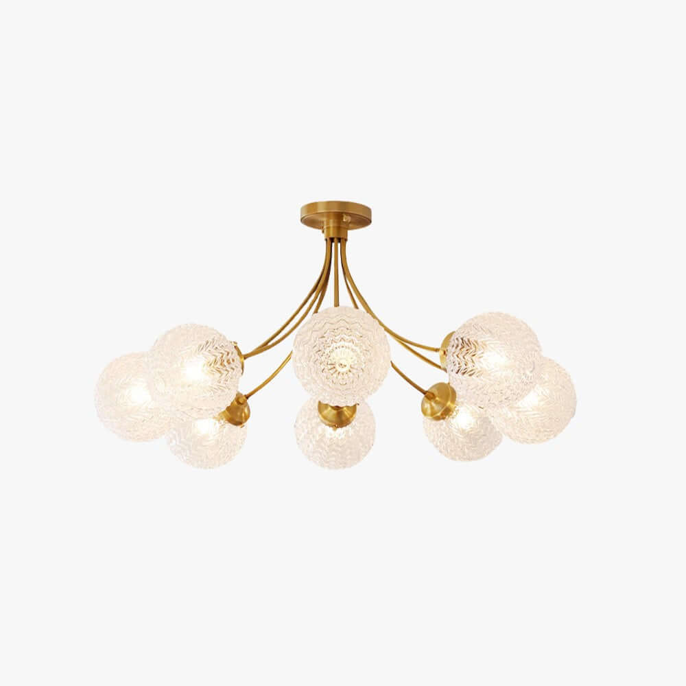 Solvian Ceiling Lamp - Brass Rippled Glass Light for Dining Rooms | Vinlighting