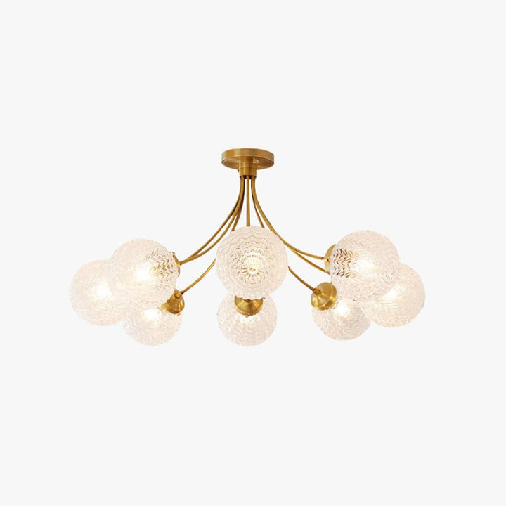 Solvian Ceiling Lamp - Brass Rippled Glass Light for Dining Rooms | Vinlighting