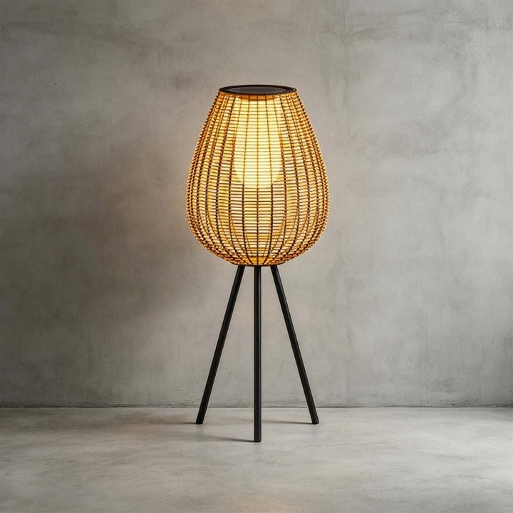 Solvyn Outdoor Floor Lamp - Woven Rattan Solar Floor Lamp