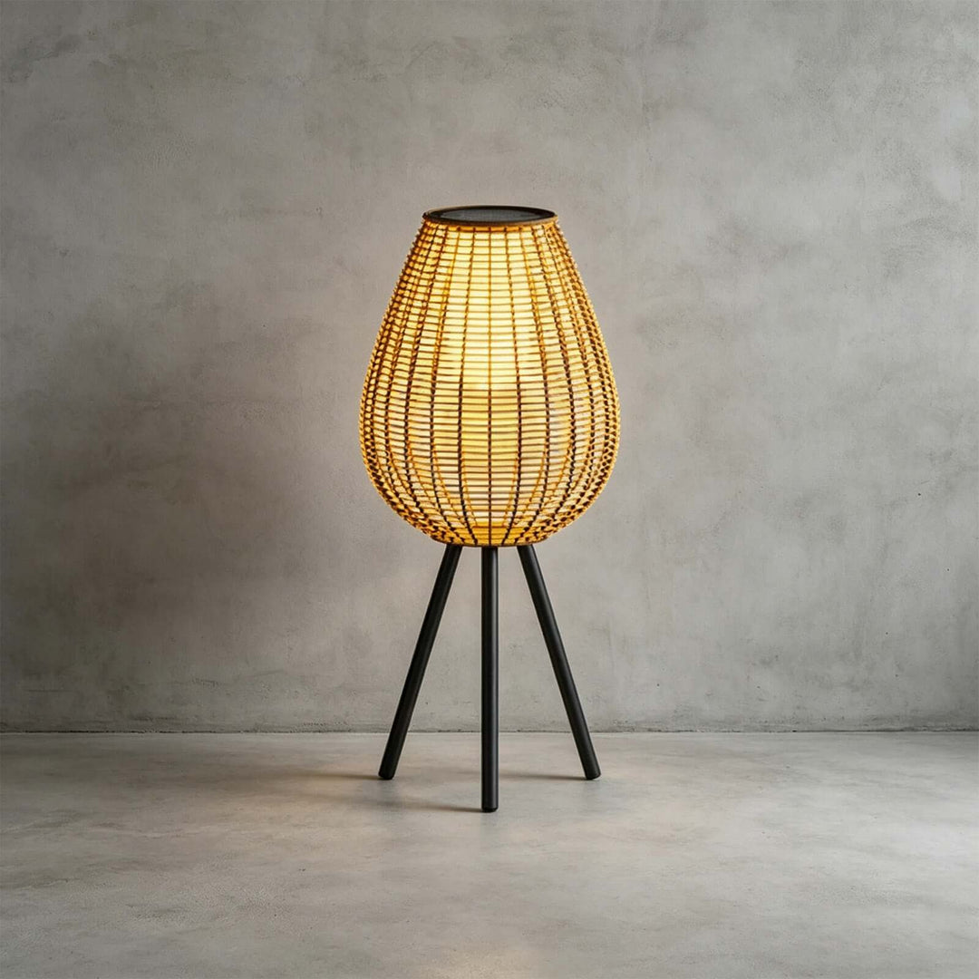 Solvyn Outdoor Floor Lamp - Woven Rattan Solar Floor Lamp