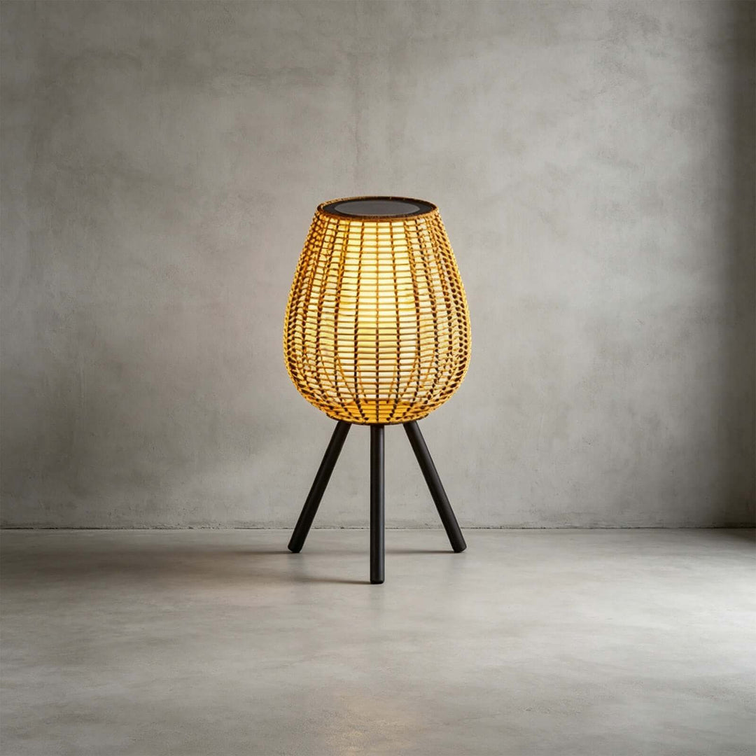 Solvyn Outdoor Floor Lamp - Woven Rattan Solar Floor Lamp