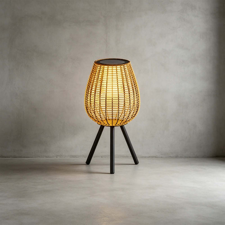 Solvyn Outdoor Floor Lamp - Woven Rattan Solar Floor Lamp